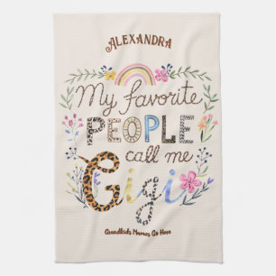 ❤️Personalized GIGI Gifts Add Grandkids Names Tea Towel