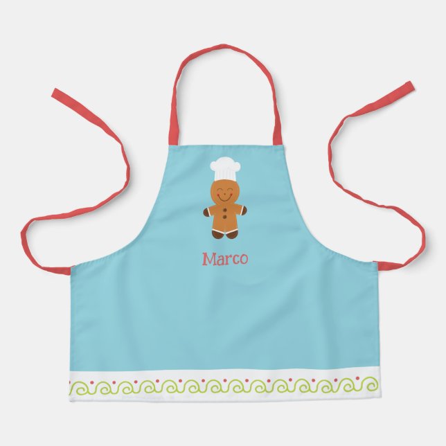 Personalized Gingerbread Chef Kids Apron (Front)