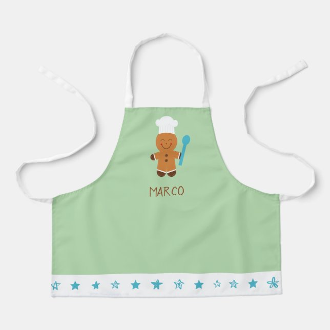 Personalized Gingerbread Chef Kids Apron (Front)