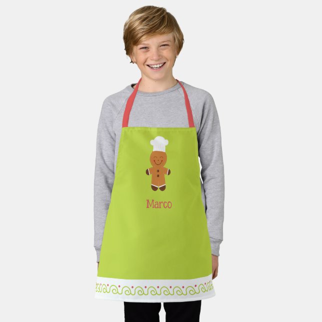 Personalized Gingerbread Chef Kids Apron (Worn)