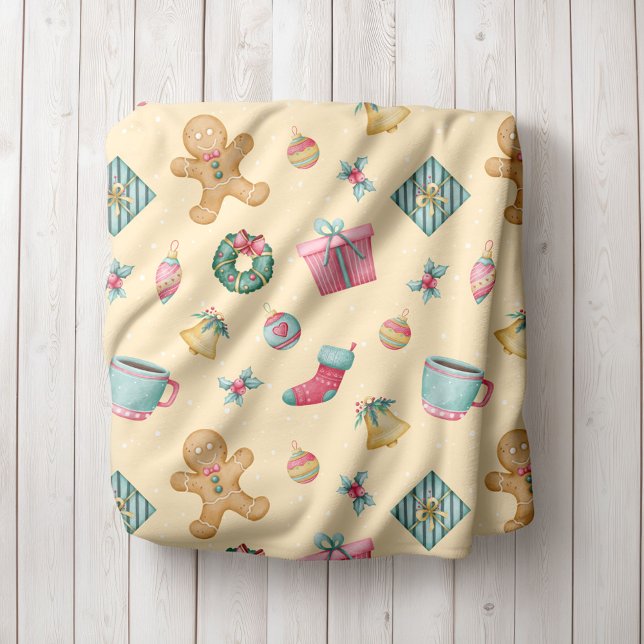 Personalized Gingerbread Christmas Fleece Blanket (Creator Uploaded)