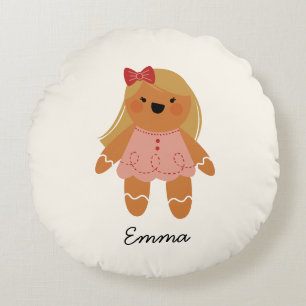 Personalized Gingerbread Girl Christmas Pillow