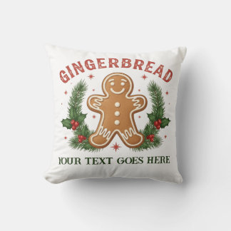 Personalized Gingerbread Man Christmas Cushion