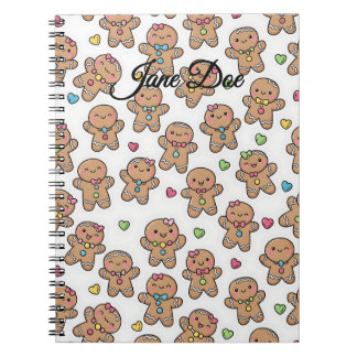 Personalized Gingerbread Men Christmas Notebook