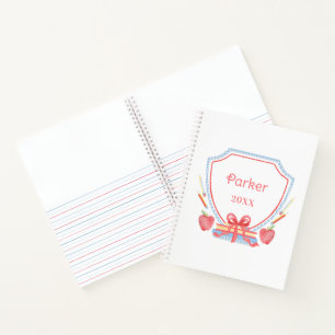 Personalized Gingham School Crest  Notebook