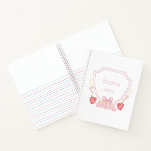 Personalized Gingham School Crest  Notebook