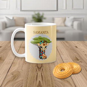 Personalized Giraffe in the Savanna Mug