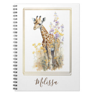 Personalized Giraffe School Office Notebook Gift