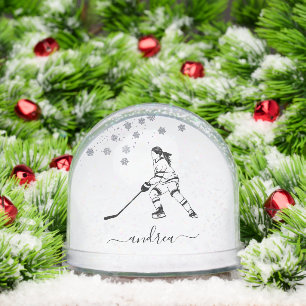 Personalized Girl Ice Hockey Snow Globe Gift