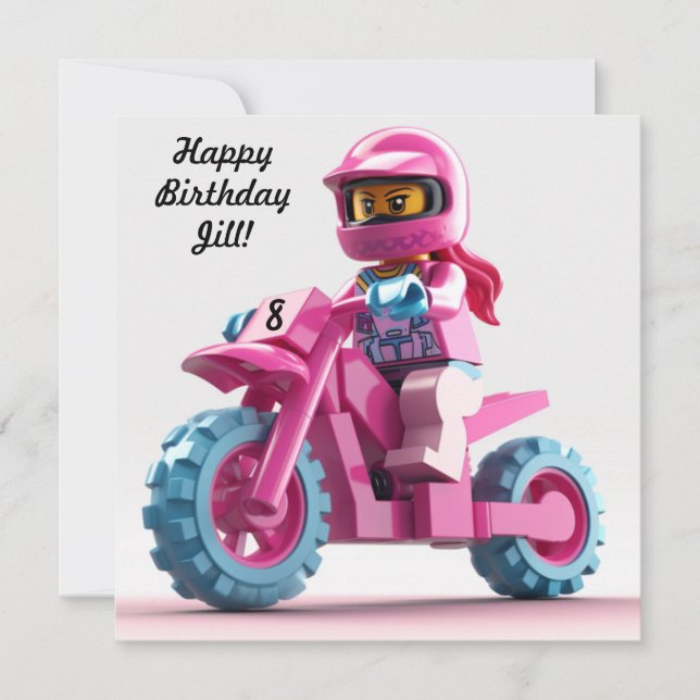 Personalized Girl Motocross Invitation (Front)