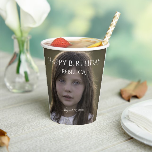 Personalized girl photo birthday paper cups (Insitu)