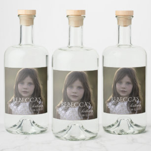 Personalized girl photo birthday party  liquor bottle label