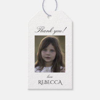 Personalized girl photo thank you favour gift tag