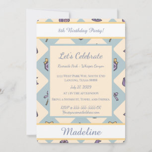 Personalized Girl Wizard Academy Birthday Blue Invitation