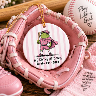 Personalized Girls Baseball Player Gift Name  Ceramic Tree Decoration