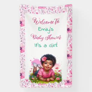 Personalized Girl's Floral Baby Shower Welcome Banner