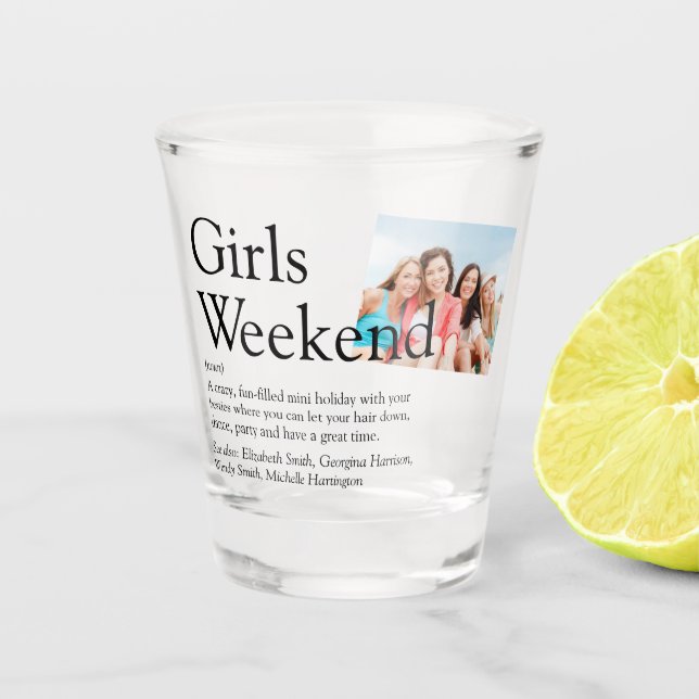 Personalized Girls Weekend Definition Photo Shot Glass (Front)
