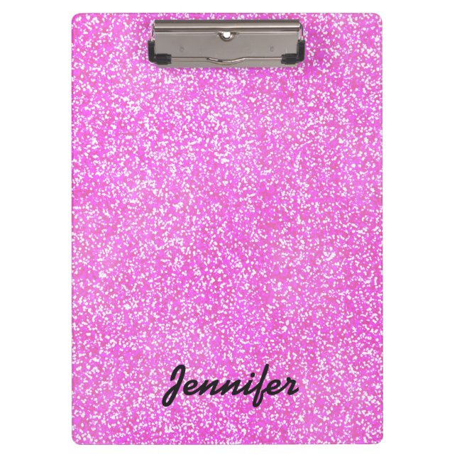 PERSONALIZED GIRLY GLITTER WITH NAME CLIPBOARD (Front)