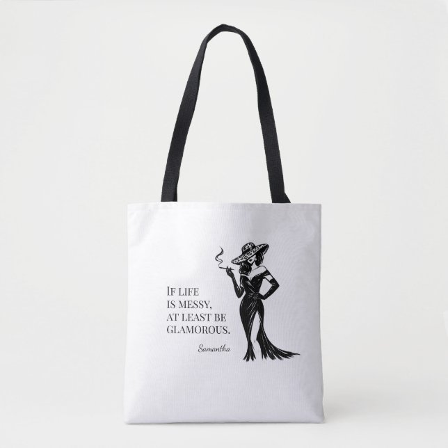 Personalized Glam Style Quote Design Tote Bag