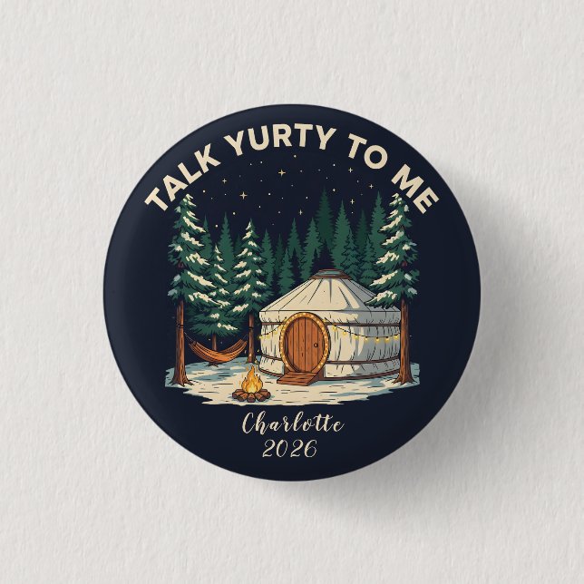 Personalized Glamping Yurt Adventure Retro Camping 3 Cm Round Badge (Front)