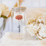 Personalized Glass Flower Birth OEillet First Name<br><div class="desc">Offer an original gift to your bridesmaids with this beautiful personalized glass with its first name and its birth flower! With its elegant and minimalist design, it is a practical and modern accessory that will definitely please. Your friends and bridesmaids will no longer want to leave her and bring her...</div>