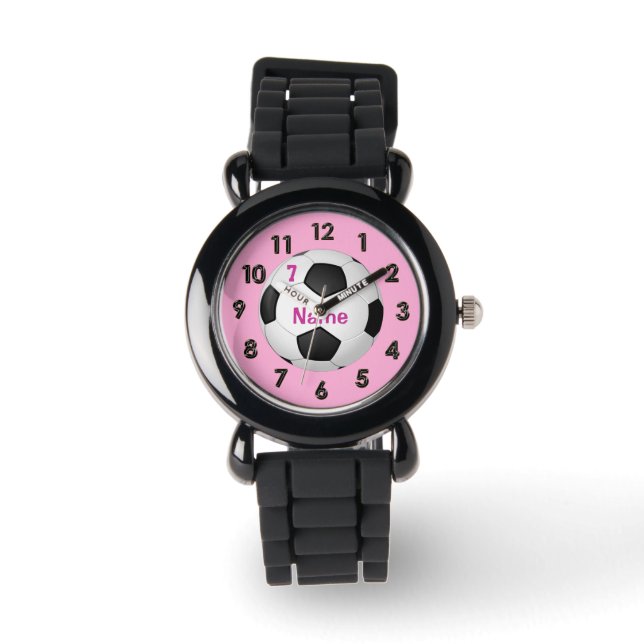 PERSONALIZED Glitter Soccer Watch for Girls (Front)