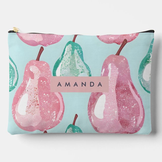 Personalized Glossy Pastel Pear Style Accessory Pouch (Front)
