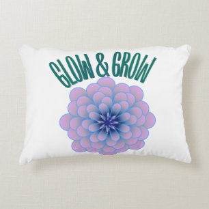 Personalized Glow & Grow Aesthetic Floral Quote Decorative Cushion