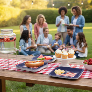 Personalized God Bless America Flag Paper Plate