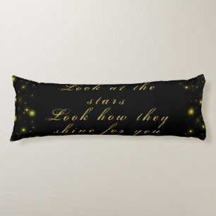 Personalized Gold and sparkles stars on black  Body Cushion