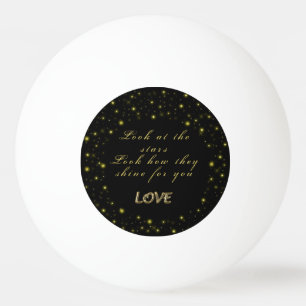 Personalized Gold and sparkles stars on black Ping Pong Ball