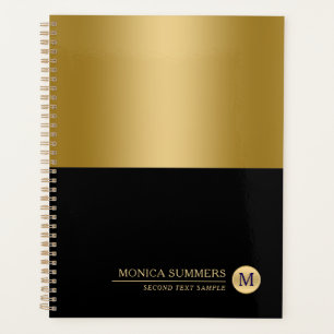 Personalized Gold & Black Splits-creen Planner