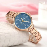Personalized Gold Blue Dial Elegant Custom Gift Watch<br><div class="desc">Personalized Gold Blue Dial Elegant Custom Gift Description: Showcase modern elegance with this personalized rose gold blue dial watch, featuring a stylish blue face, Roman numeral markers, and a refined rose gold stainless-steel bracelet. With custom engraving for names and dates, it makes the perfect gift for weddings, anniversaries, or milestone...</div>