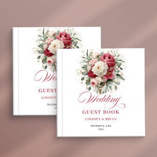 Personalized Gold Boho Wedding Guest Book Floral