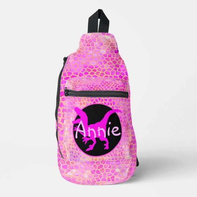 Personalized Gold Dinosaur Sling Bag (Front)