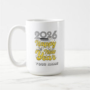 Personalized Gold Fireworks Holiday Countdown  Coffee Mug