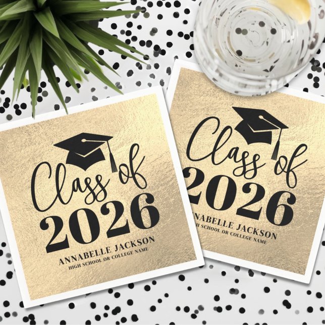 Personalized Gold Graduation Napkin (Personalized Gold Graduation Napkins)