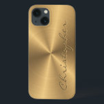 Personalized Gold Metallic Radial Texture iPhone 13 Case<br><div class="desc">Feel free to modify the design according to your own preferences. You may change the design location, orientation, background colors and size. Also, you may add your own text, or slogan set its font, location and size, all in order to create the ultimate personal gift for you and your loved...</div>