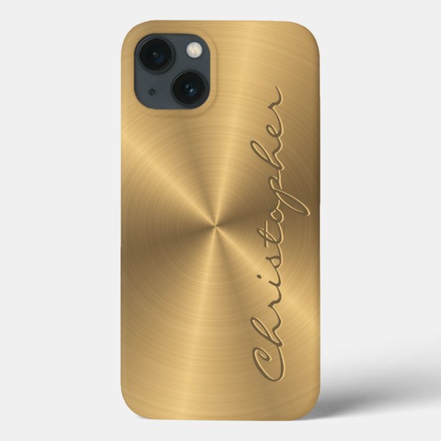 Personalized Gold Metallic Radial Texture Case-Mate iPhone Case (Back)