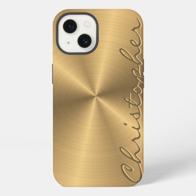 Personalized Gold Metallic Radial Texture iPhone Case (Back)