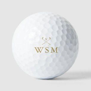 Personalized Gold Monogram Golf Clubs Balls