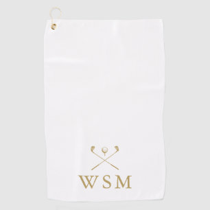 Personalized Gold Monogram Golf Clubs Golf Towel