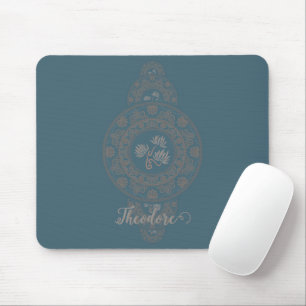 Personalized Gold Rococo Lotus Ornamental Mandala Mouse Mat