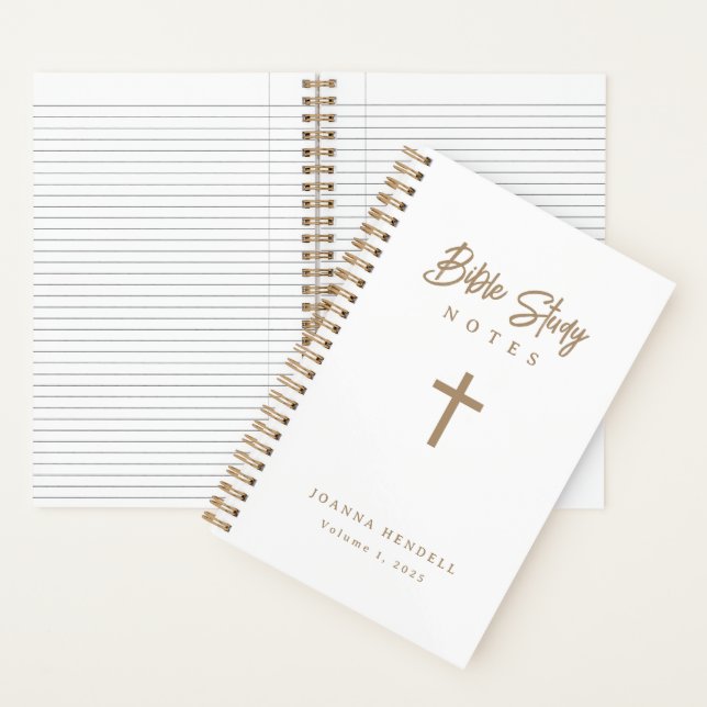 Personalized Gold Script White Bible Study Notebook (Inside)