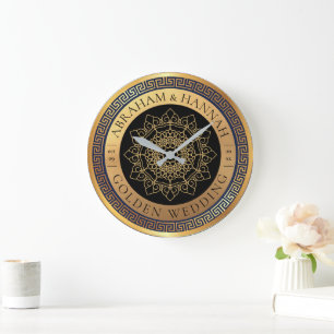 Personalized Golden 50 Years Wedding Large Clock