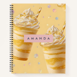Personalized Golden Caramel Swirl Milkshake Notebook