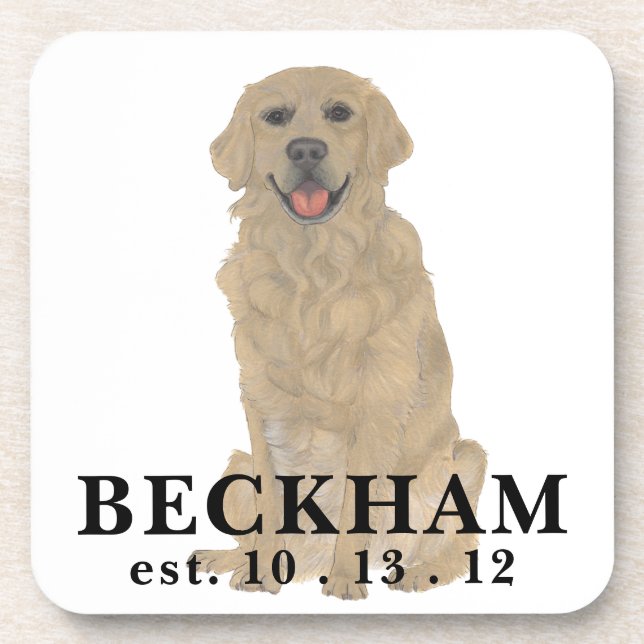 Personalized Golden Retriever Dog Beverage Coast Coaster (Front)