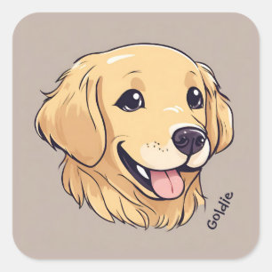 Personalized Golden Retriever Dog Square Sticker