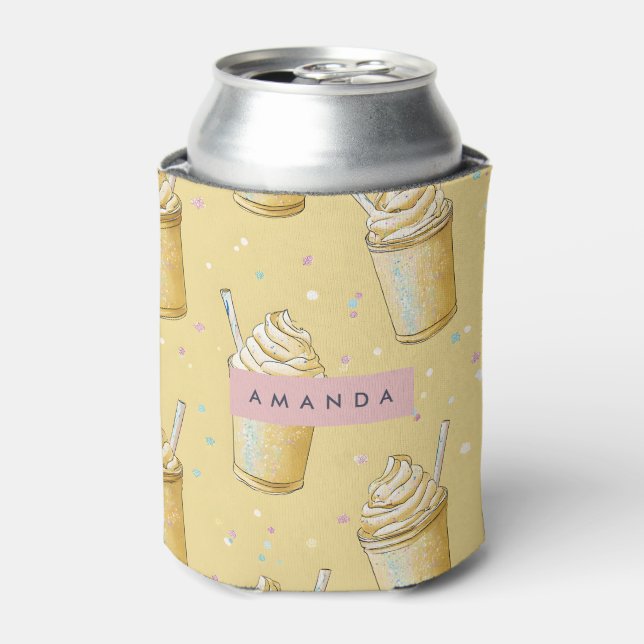 Personalized Golden Vanilla Milkshake Sparkle Can Cooler (Can Front)