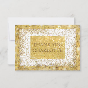 Personalized Golden White Thank You Card